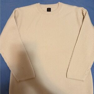 Batoner men’s solid wool rib Cream Sweater